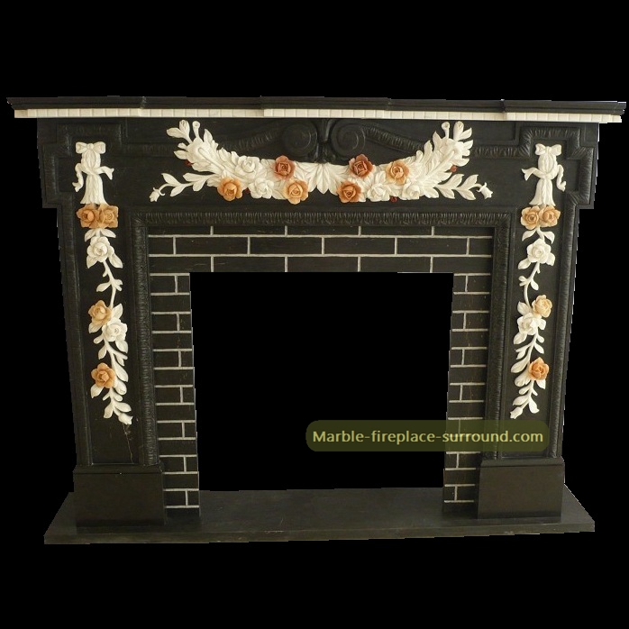 black marble fireplace mantel
