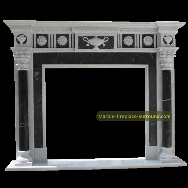 fireplace mantel urn relief central tablet
