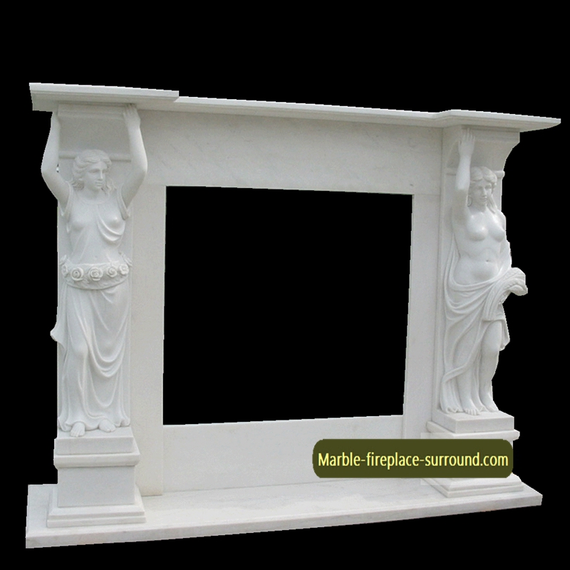 white marble caryatid fireplace mantel