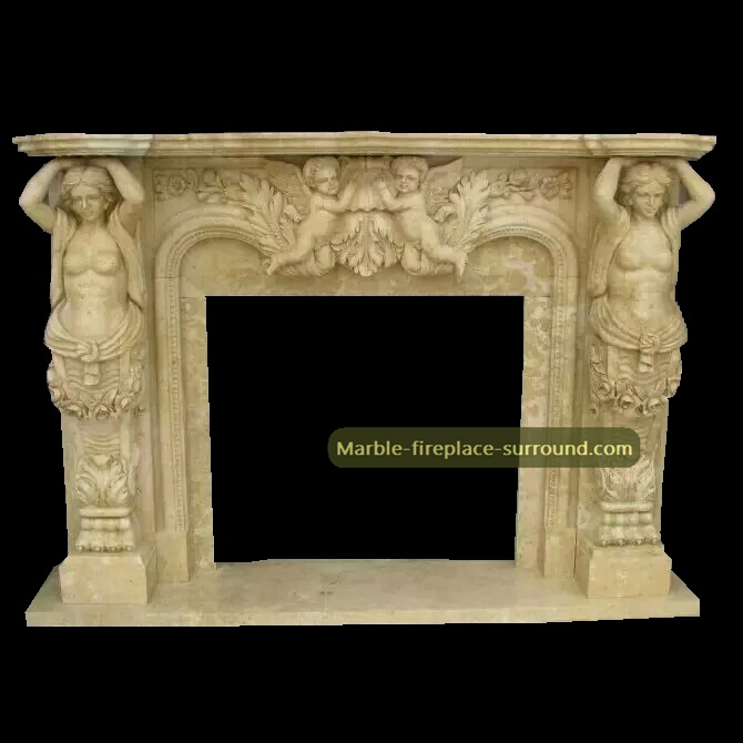 female carving columns angel fireplace mantels