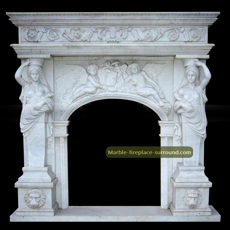 arched fireplace surround white statuary marble